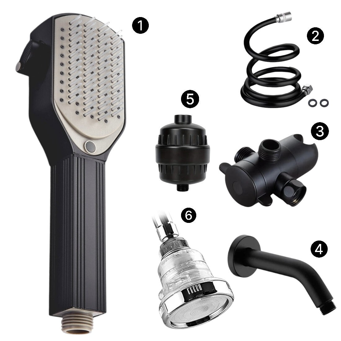 MineralStream Detangler Comb Shower Head